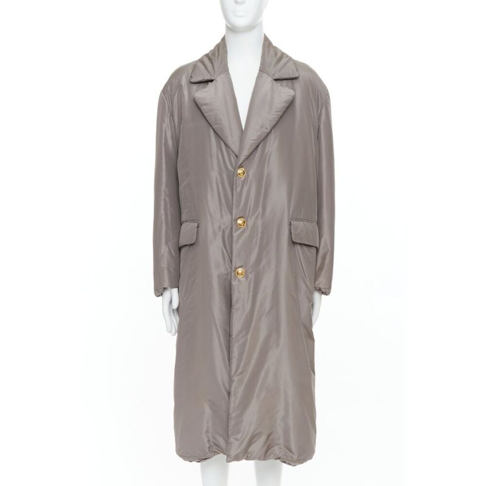 Versace Padded Gold Medusa Button Belted Coat